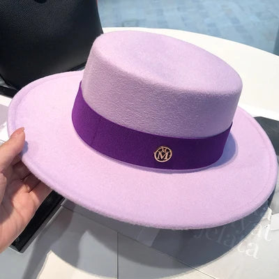 Chapeau fedora femme à bord plat et ruban