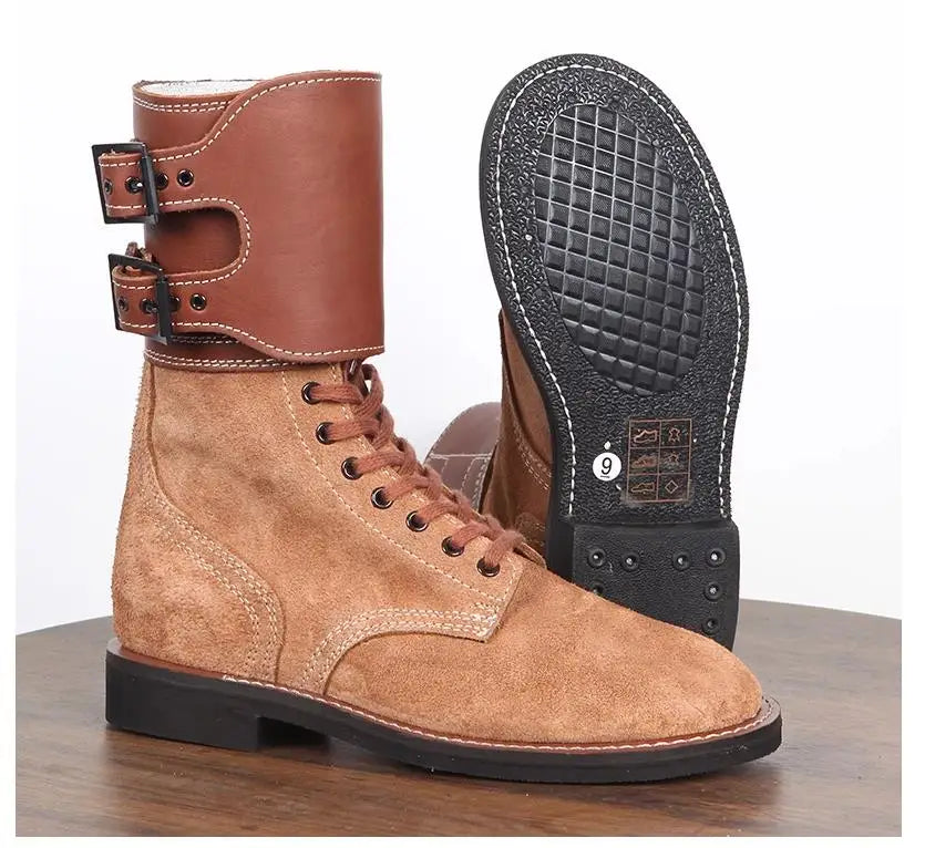 Rangers Vintage Militaires Homme - Style Armée, Cuir Daim Fait Main