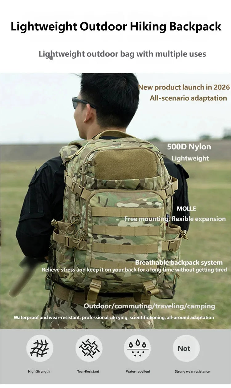 Sac à dos tactique camouflage en nylon pour randonnée