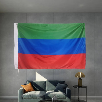 Drapeau de la République du Daguestan – Bannière Personnalisée 3X5FT (90X150cm), avec Œillets en Métal Cuivré – Décoration, Événements, Sports BLACKBEARD OUTDOOR INDUSTRIES