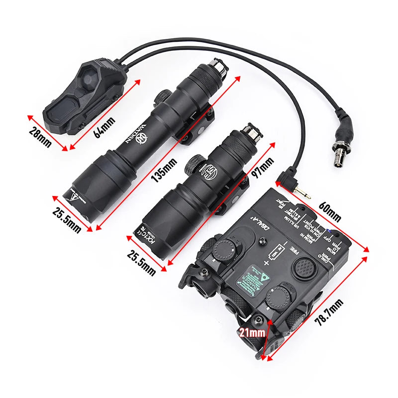 WADSN DBAL-A2 – Combo Laser IR / Rouge / Vert / Bleu + Lampe M300 / M600 + Switch AXON, Rail 20mm