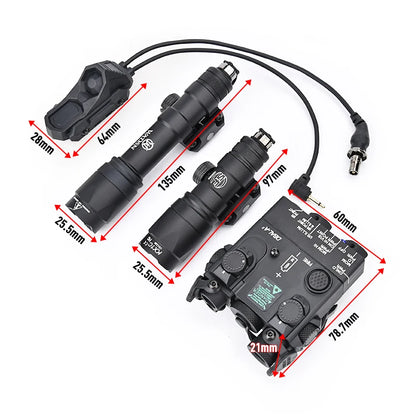 WADSN DBAL-A2 – Combo Laser IR / Rouge / Vert / Bleu + Lampe M300 / M600 + Switch AXON, Rail 20mm