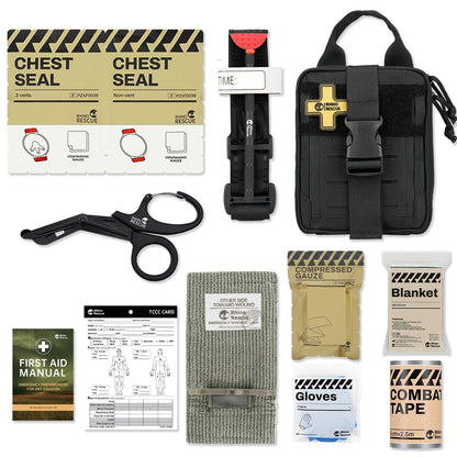 RHINO RESCUE CMS-Mini EDC IFAK – Pack Urgence Noir, Poches Premiers Secours Camping