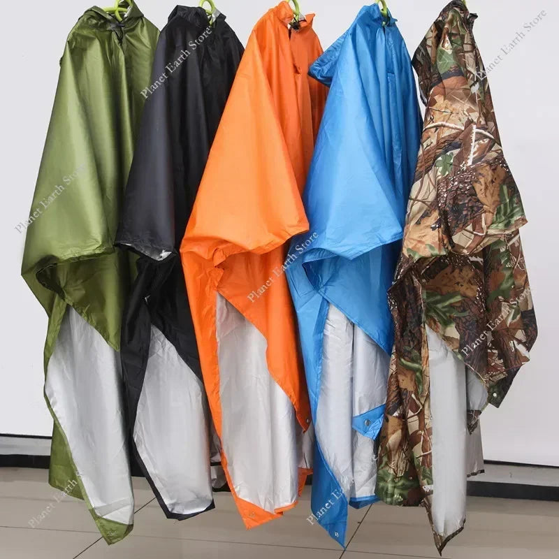 Poncho Pluie 3-en-1 Imperméable — Cape, Bâche & Tapis de Sol | Camouflage, Vert, Orange, Bleu, Noir - BLACKBEARD OUTDOOR INDUSTRIES