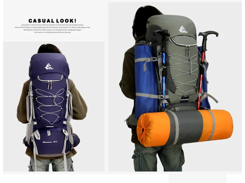 Sac à Dos de Camping 75L - Avec Housse de Pluie - Randonnée, Escalade, Trekking - Unisexe - BLACKBEARD OUTDOOR INDUSTRIES