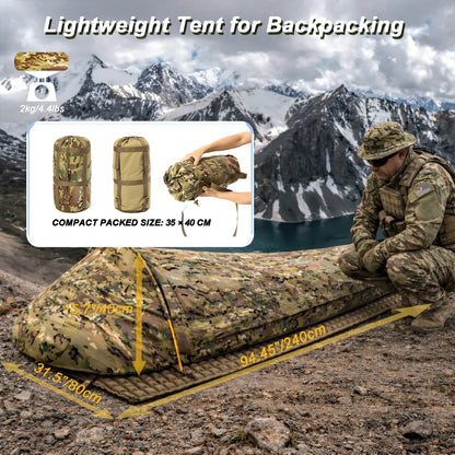 Tente de bivouac 1 place camouflage – 220 × 90 cm