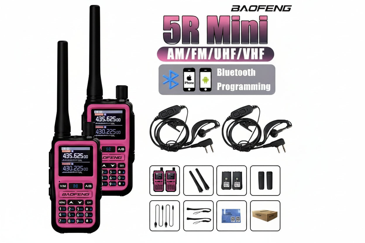 Talkie-Walkie Rose Baofeng U5R Mini – Bluetooth, 999 Canaux, USB-C, IP45