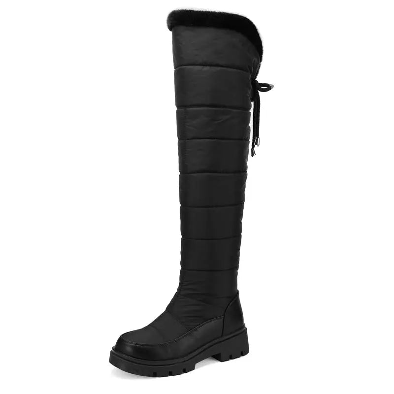 Cuissardes d’hiver femme à lacets, doublure fourrure