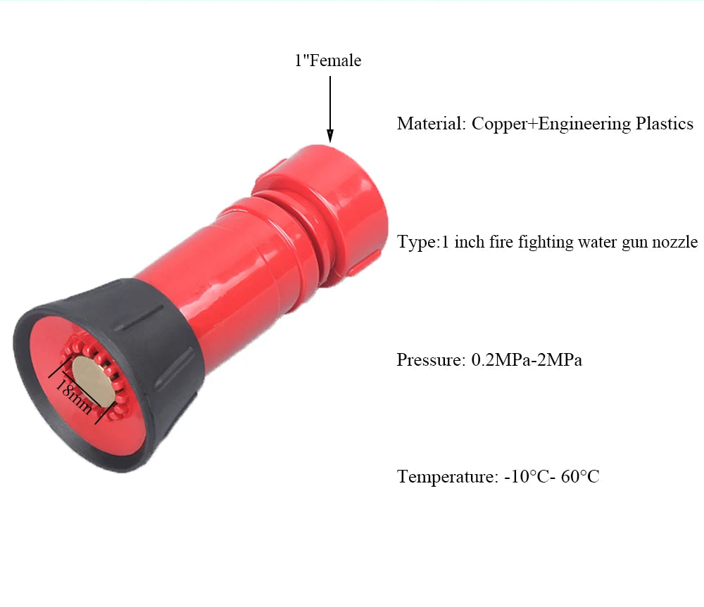 Lance d’Incendie Tête de RIA Haute Pression – Jet Plein / Brouillard, 1", 1,5" ou 2", Rouge
