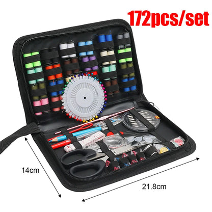 Kit de couture portable 172/128/67/27 pièces avec fils, aiguilles, ciseaux, mètre ruban, boutons et sac de rangement