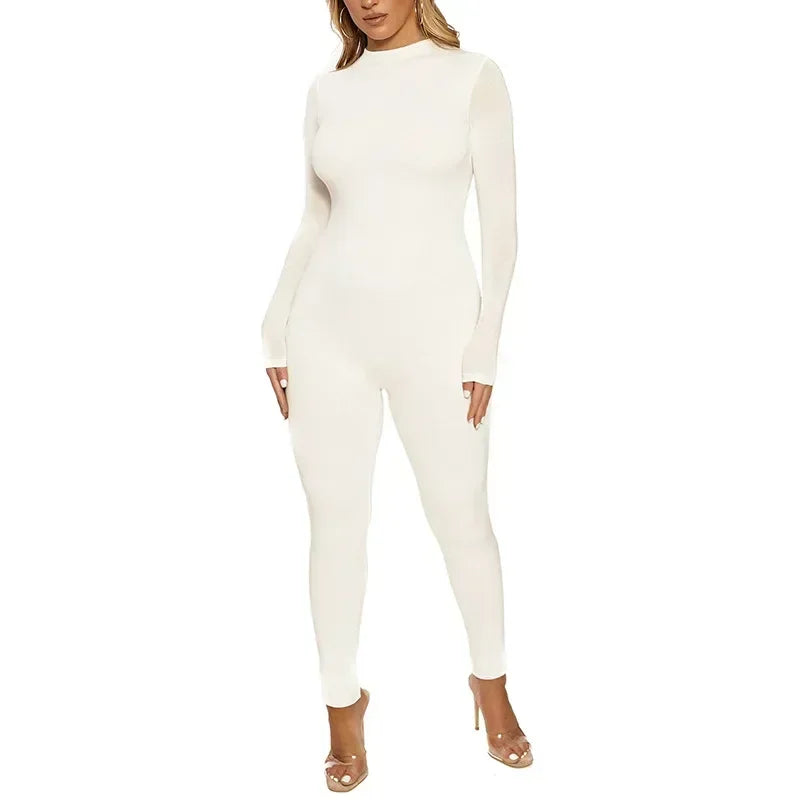 Combinaison Femme Manches Longues Zip – Jumpsuit Slim Sportswear Automne Hiver