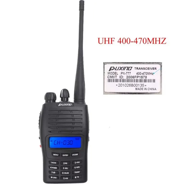 Puxing PX-777 – Radio Portative 5W, VHF 136–174 MHz ou UHF 400–470 MHz, 128 Canaux, IP55