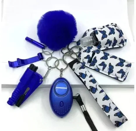 Kit Porte-Clés Défense Personnelle Femme – Alarme Sonore, Bouteille de Voyage, 20 Coloris