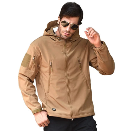 Veste tactique softshell femme à capuche, doublée polaire, camouflage ou unie