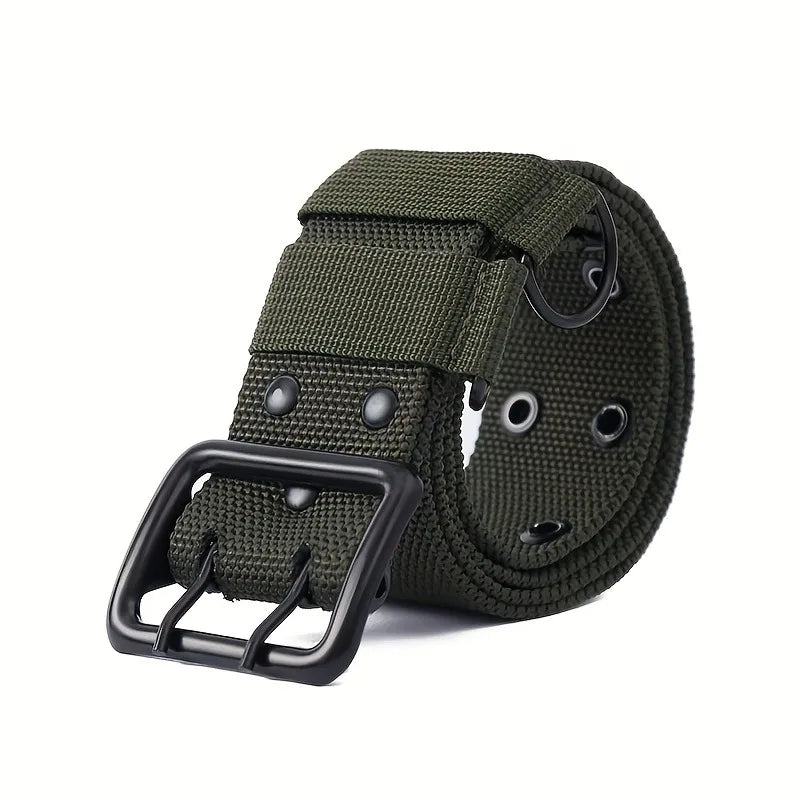 Ceinture Tactique Coton Double Trous – Homme, Outdoor, 110 à 140 cm