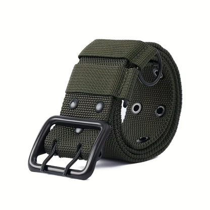 Ceinture Tactique Coton Double Trous – Homme, Outdoor, 110 à 140 cm