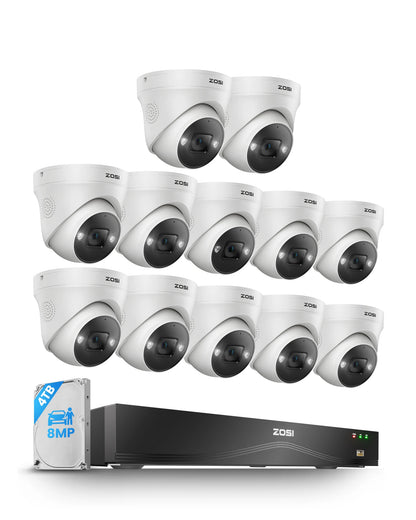 Kit vidéosurveillance ZOSI PoE 4K 8 MP avec NVR 4 To