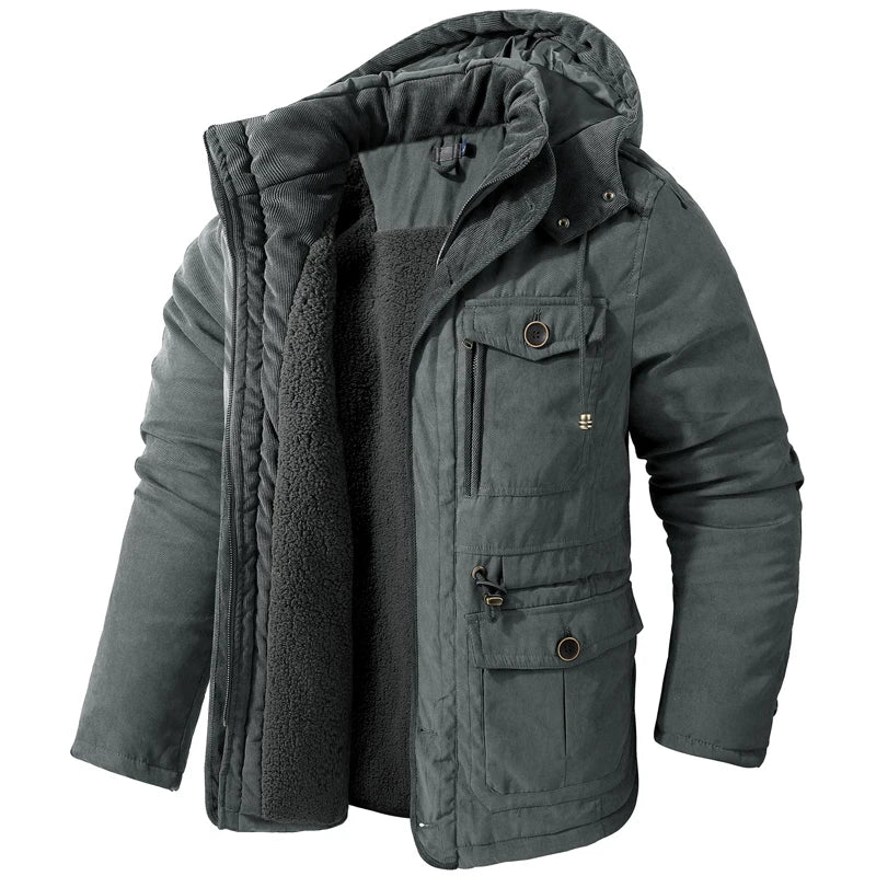 Veste d’Hiver Chaude Homme – DIMUSI Veste Tactique Épaissie | Polaire Doublée | Multi-poches | Coupe-Vent | Capuche | Mode & Outdoor - BLACKBEARD OUTDOOR INDUSTRIES