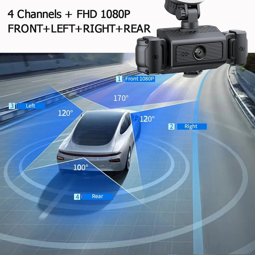 dashcam 4 canaux couverture panoramique à 360°  haute définition 1080P Ma boutique