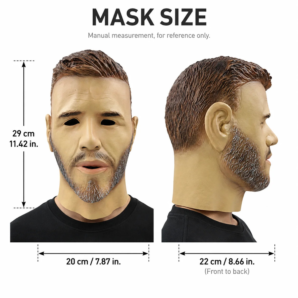Masque intégral homme barbu en latex pour scène et vidéo