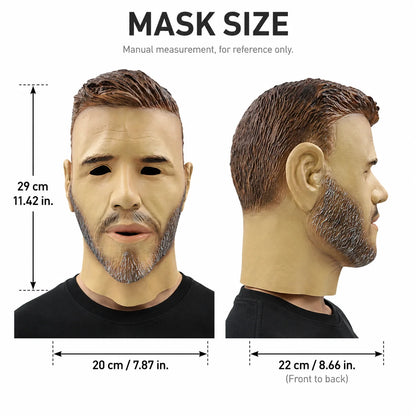Masque intégral homme barbu en latex pour scène et vidéo