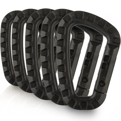 5 Pièces – Mousquetons Tactiques en Plastique 3,5" avec Clip Molle, Forme D, Fermeture à Ressort, Porte-Clés ITW, Outils EDC pour Camping, Randonnée et Activités de Plein Air - BLACKBEARD OUTDOOR INDUSTRIES