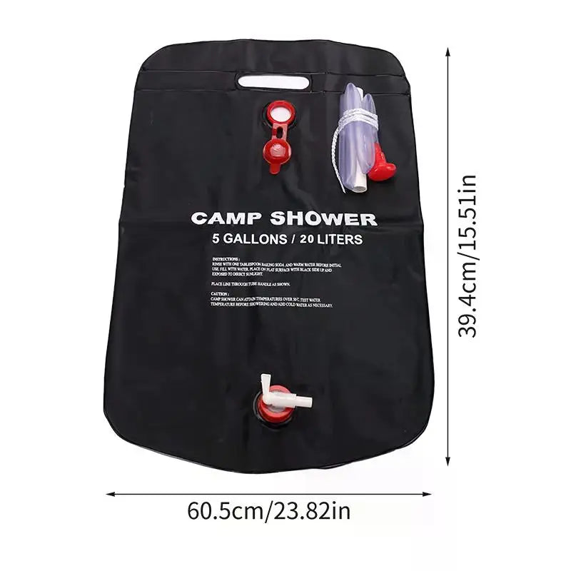 Sac de Douche Solaire 20L – Portable, Pliable, Camping & Randonnée