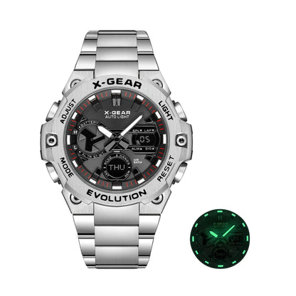 Montre Homme X-GEAR XG3993 – Acier Inoxydable, Analogique-Digitale, Étanche 5 Bar, Coffret Premium
