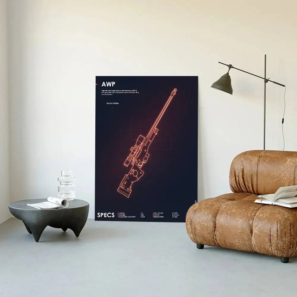 Poster Néon Armes – Affiche Murale Cool Gun Style Urbain, Décoration Salon & Chambre (Sans Cadre, Waterproof)