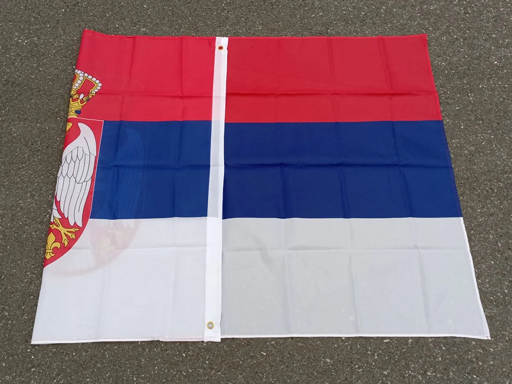 Drapeau de la Serbie 90x150 cm - Bannière en Polyester Suspendue et Flottante SRB RS Republika Serbja BLACKBEARD OUTDOOR INDUSTRIES