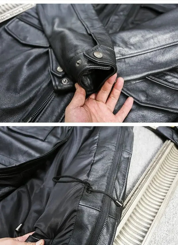 Blouson Homme M65 en Cuir Véritable - BLACKBEARD OUTDOOR INDUSTRIES