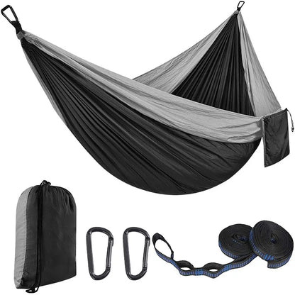 Hamac de Camping Nylon Léger avec Sangles – Portable Randonnée Voyage Jardin