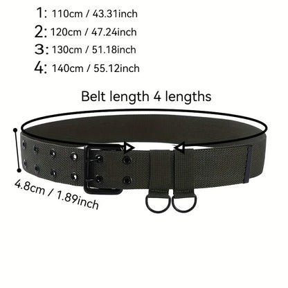 Ceinture Tactique Coton Double Trous – Homme, Outdoor, 110 à 140 cm
