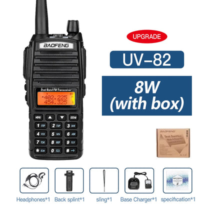 Talkie-Walkie Baofeng UV-82 Double PTT 5W/8W – Radio Amateur VHF/UHF, Portée 10 km