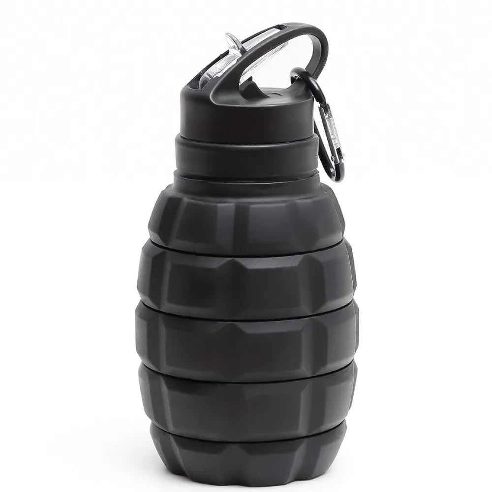 Gourde Silicone Pliable 580ml — Design Grenade Camouflage | Tactique & Outdoor | Rétractable | Sans BPA | 6 Styles Camouflage