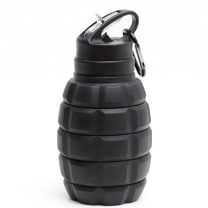 Gourde Silicone Pliable 580ml — Design Grenade Camouflage | Tactique & Outdoor | Rétractable | Sans BPA | 6 Styles Camouflage