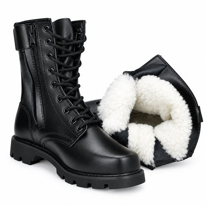 Bottines Tactiques Militaires Homme - Imperméables, Cuir Fendu Hiver