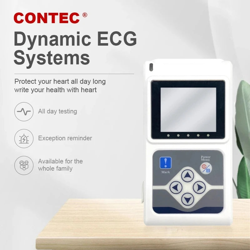 Holter ECG Portable 12 Dérivations CONTEC TLC5000 – Enregistrement 24h avec Écran LCD, Certifié CE