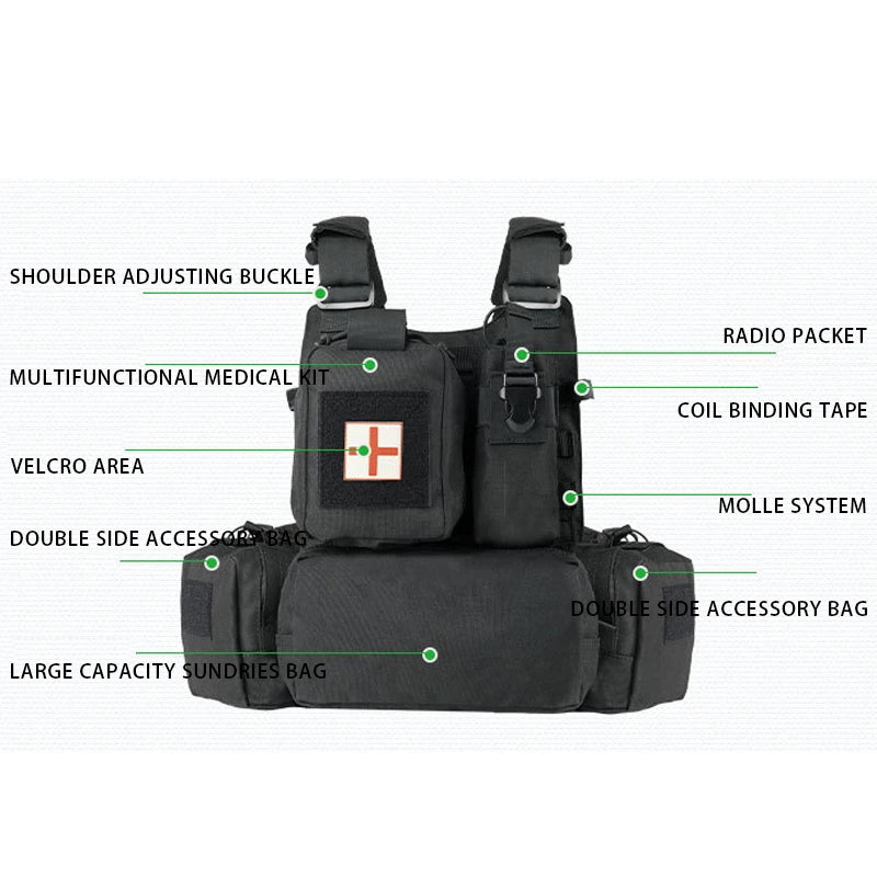 Gilet tactique YAKEDA 8280 - Gilet tactique de chasse - Gilet plein recouvrement pour activités en plein air - BLACKBEARD OUTDOOR INDUSTRIES