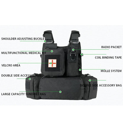 Gilet tactique YAKEDA 8280 - Gilet tactique de chasse - Gilet plein recouvrement pour activités en plein air - BLACKBEARD OUTDOOR INDUSTRIES