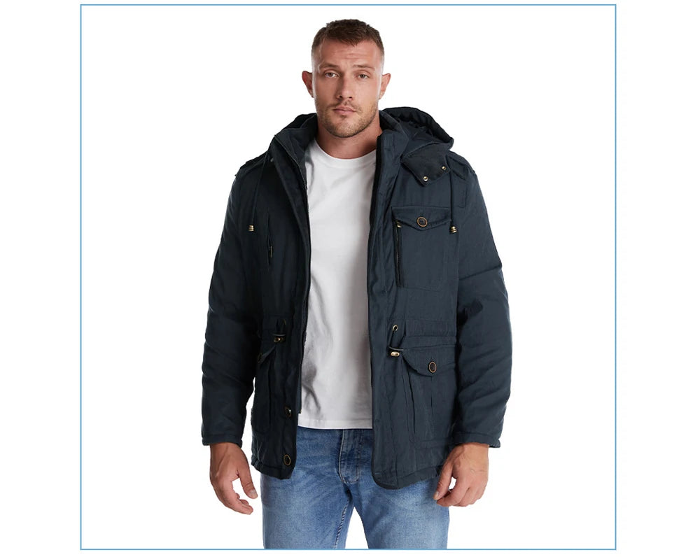 Veste d’Hiver Chaude Homme – DIMUSI Veste Tactique Épaissie | Polaire Doublée | Multi-poches | Coupe-Vent | Capuche | Mode & Outdoor - BLACKBEARD OUTDOOR INDUSTRIES