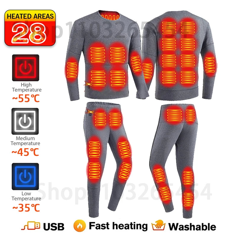 Sous-vêtement chauffant USB hiver – Veste, pantalon ou ensemble
