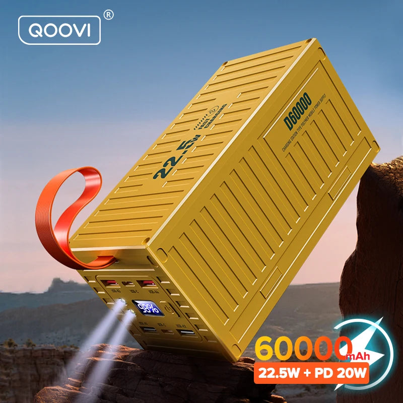 QOOVI 60000mAh Power Bank - Charge Rapide 22.5W PD QC 3.0, Station de Charge Haute Capacité BLACKBEARD OUTDOOR INDUSTRIES