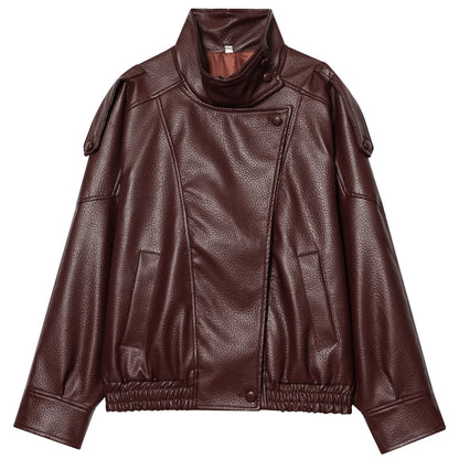 Veste Bomber Femme Similicuir – Coupe Courte Oversize, Col Montant, Fermeture Éclair | High Street Toutes Saisons | XS à L | 3 Coloris - BLACKBEARD OUTDOOR INDUSTRIES