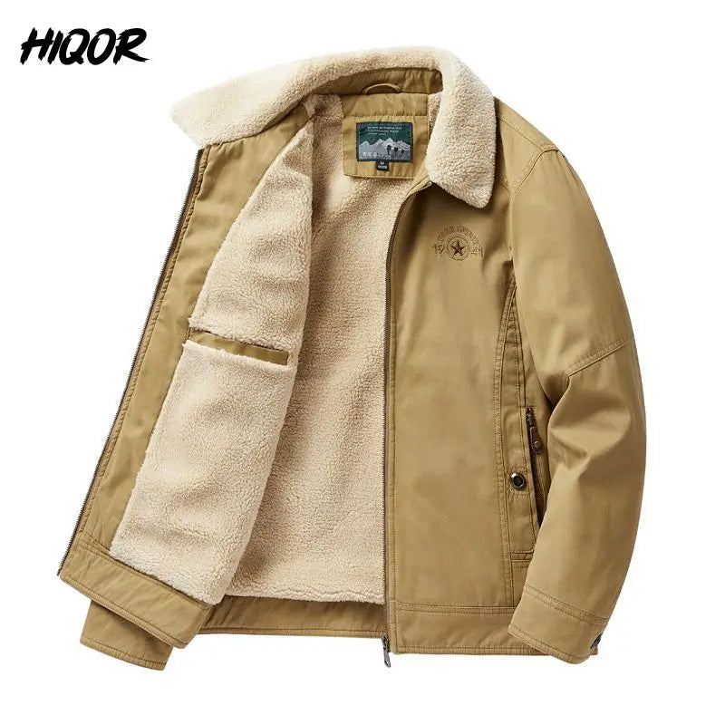 Autumn Winter Men's Cotton Thick Warm Fleece Jackets Stand Collar Fleece Lined Outdoor Workwear Warm Casual Style New Arrival BLACKBEARD OUTDOOR INDUSTRIES