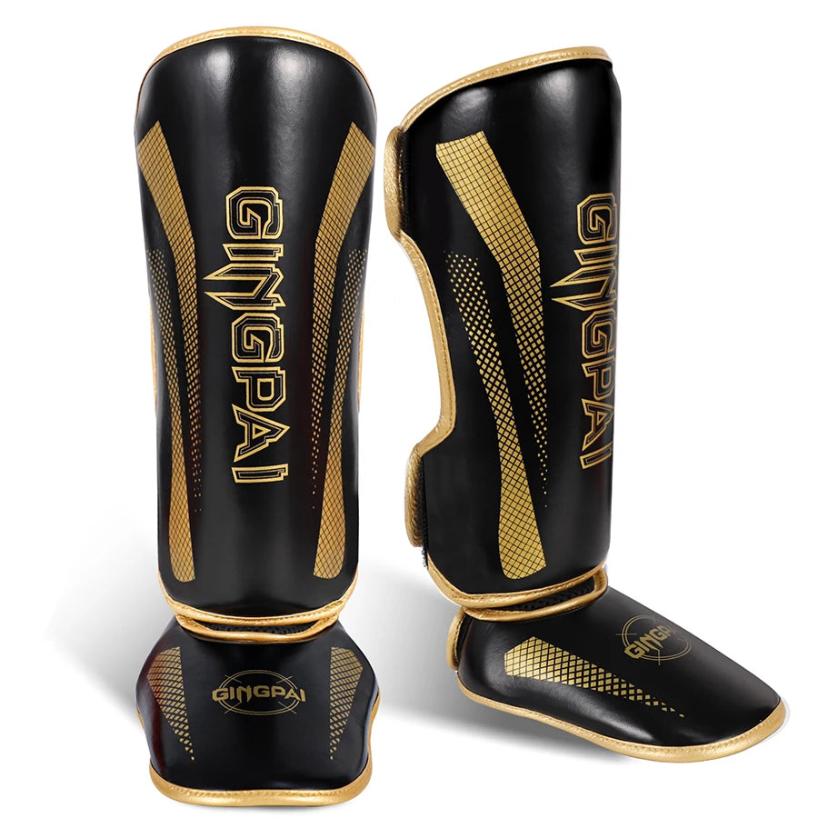 Tibières Muay Thai & MMA Cuir PU – Protège-Tibias Kickboxing, Sparring, Taekwondo | S à L | 4 Coloris - BLACKBEARD OUTDOOR INDUSTRIES