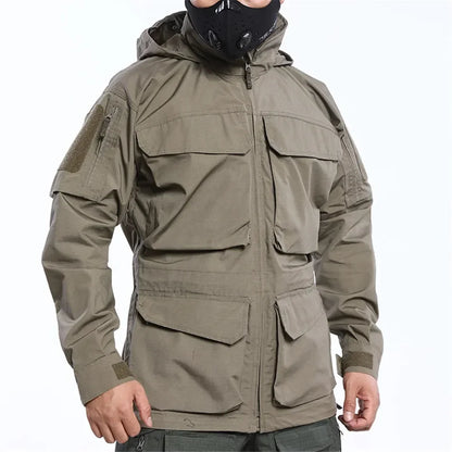 Veste coupe-vent tactique homme M2 – Capuche et poches multiples
