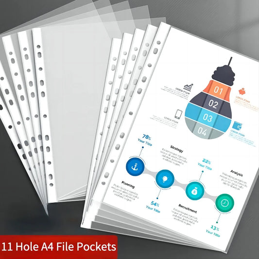 Lot de 100 Pochettes Plastiques A4 – 11 Trous Standard - BLACKBEARD OUTDOOR INDUSTRIES