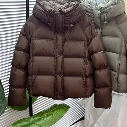 Doudoune femme courte à capuche en coton