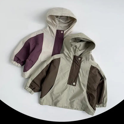 Veste Zippée Enfant À Capuche Patchwork – Manches Longues Printemps